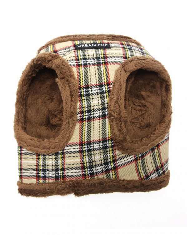 Luxury Fur Lined Brown Tartan Harness Urban Pup