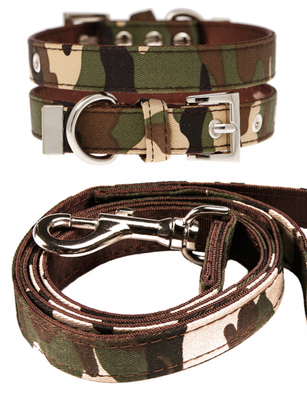 Camouflage Fabric Collar & Lead Set Urban Pup