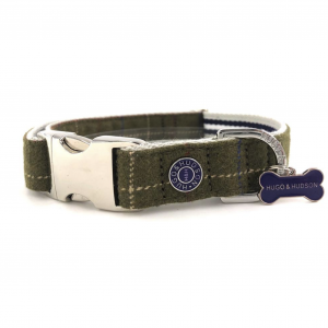 Dark Green Checked Tweed Collar