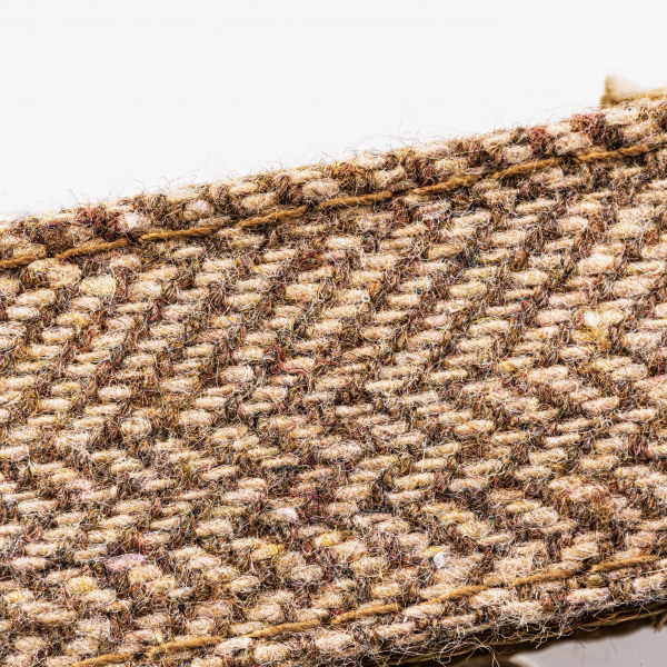 CARAMEL CHECKED HERRINGBONE METAL BUCKLE DOG COLLAR