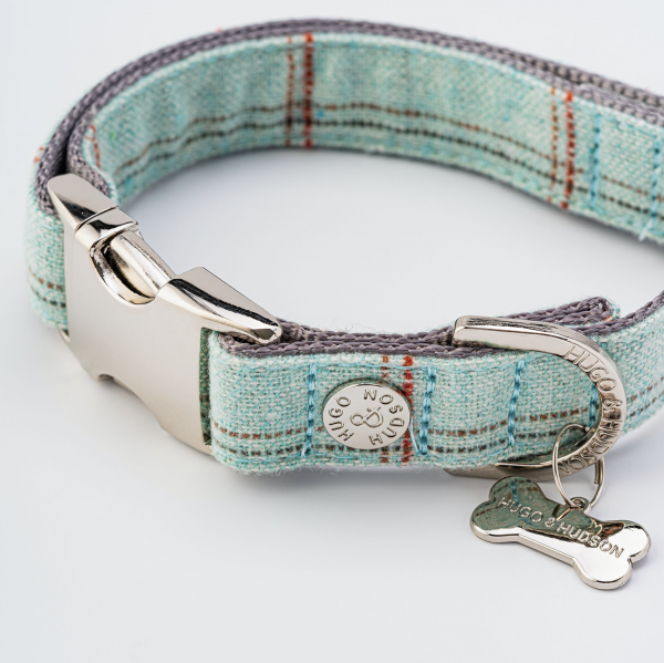 Aqua Checked Tweed Collar Hugo Hudson