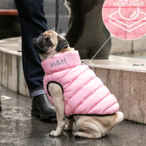 Hugo & Hudson Reversible Dog Puffer Jacket - Light Pink and Grey