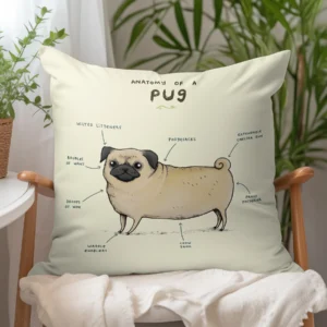Wraptious Anatomy Of A Pug Cushion