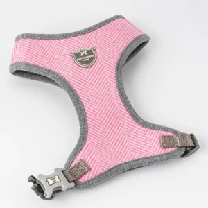 Hugo & Hudson Tweed Dog Harness - Pink Herringbone